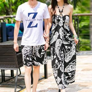 Azure Couple Print Shorts / Maxi Sundress