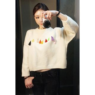 MOROCOCO Tassel-Front Knit Top