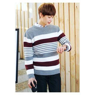 HOTBOOM Color-Block Rib-Knit Sweater