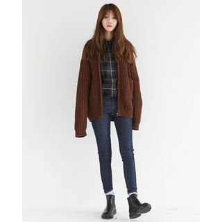 Someday, if Zip-Up Chunky-Knit Wool Blend Jacket
