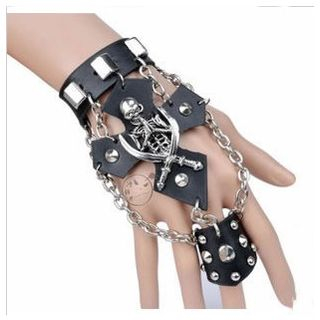 Trend Cool Studded Skull Bracelet Ring