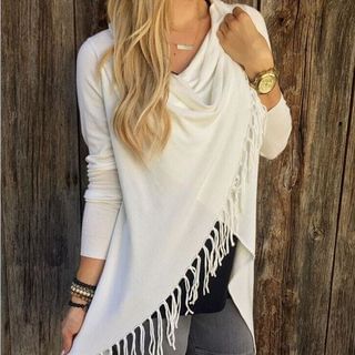 Flobo Long-Sleeve Fringed Top