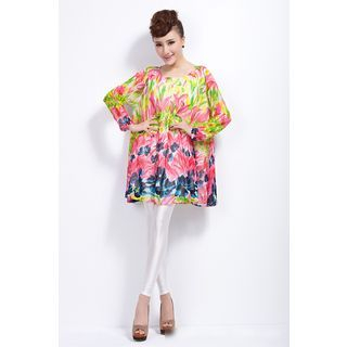 Simply Wear Floral Long-Sleeve Loose Fit Dress