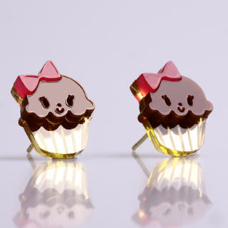 Sweet & Co. Miss Cupcake Chocolate Stud Gold Earrings