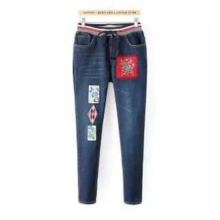 Kirito Applique Fleece-lined Jeans