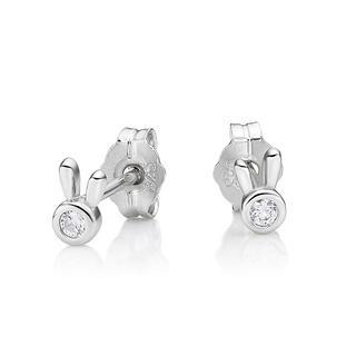 Kenny & co. 925 Silver Rabbit Head with Crystal Earring in RH. Plated  925 Stering Silver - One Size