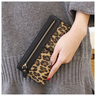 Rinka Doll Leopard Print Zip Long Wallet