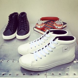JUN.LEE Faux Leather High-top Sneakers