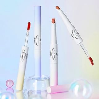 Flortte - Rainbow Bubble Double-Ended Lip Liner N Lip Gloss Pencil - 4 Colors #R02 Cinnamon