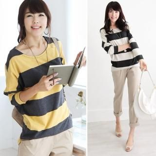 3/4 Sleeve Stripe Top