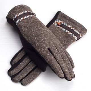 RGLT Scarves Plaid-Trim Panel Gloves