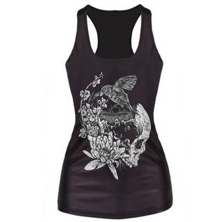 Omifa Printed Tank Top Black - One Size