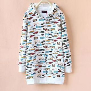 Cute Colors Print Long Hood Jacket