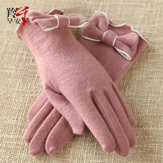RGLT Scarves Wool Blend Bowed Frilled Gloves
