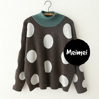 Meimei Stand Collar Dotted Sweater