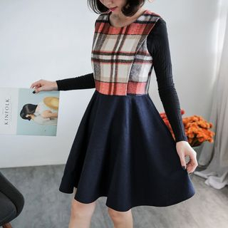 OrangeBear Sleeveless Check Pleated Dress