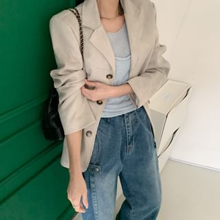 3-Button Suedette Blazer