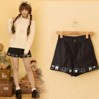 Angel Love Embroidered Shorts