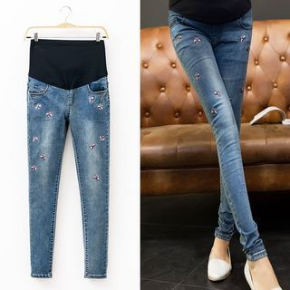 Mamaladies Maternity Embroidered Skinny Jeans