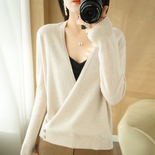 V-Neck Plain Woolen Sweater