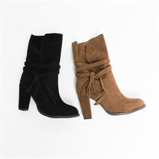 GLAM12 Faux-Leather Ankle Boots