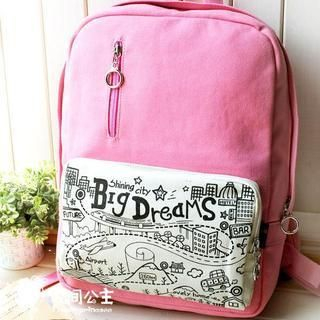 Flower Princess Casual Backpack  Pink - One Size