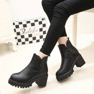 Amy Shoes Block Heel Platform Ankle Boots