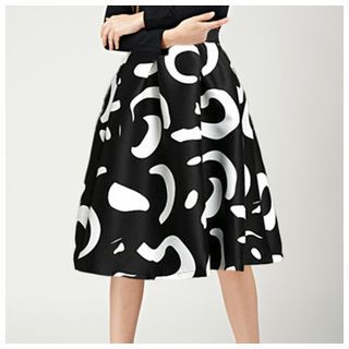 Sayumi Patterned A-Line Midi Skirt