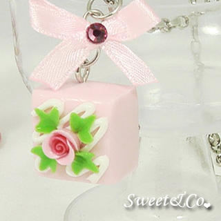 Sweet & Co. Sweet Pink Rose Chocolate Ribbon Necklace