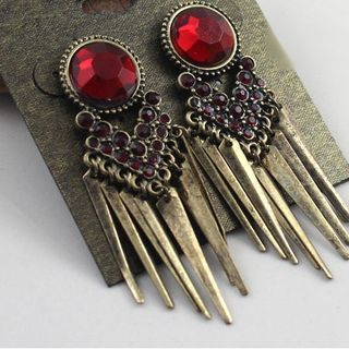 KELA Rhinestone Tassel Earrings Red - One Size