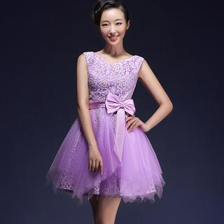 Royal Style Sleeveless Lace Mini Prom Dress