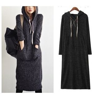 Isadora Distressed Hooded Knit Dress