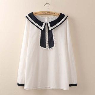 Tangi Sailor Collar Long-Sleeve Top