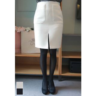 MyFiona Dual-Pocket Slit-Front Pencil Skirt