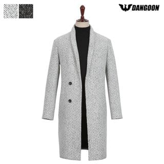 DANGOON Double-Breasted M lange Wool Blend Coat