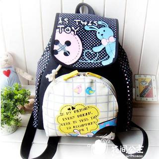 Flower Princess Printed Backpack  Black -One Size