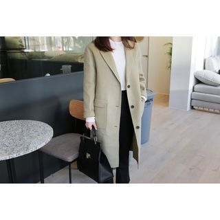 UPTOWNHOLIC Pocket-Detail Wool Blend Coat