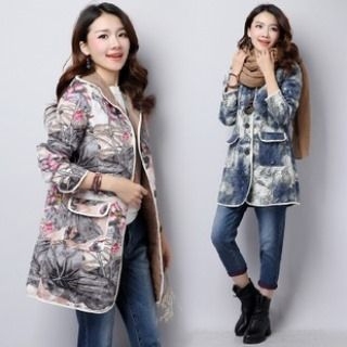 Splashmix Hooded Printed Padded Coat