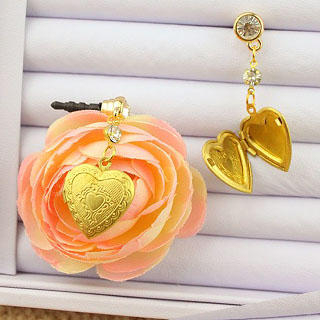 Fit-to-Kill Little Golden Heart Mobile Earphone Plug  Gold - One Size