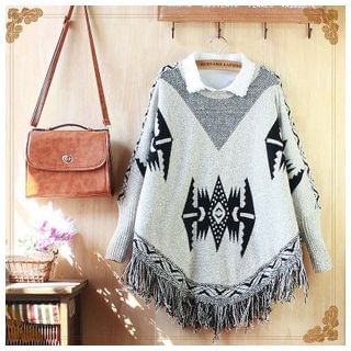 Kirito Fringed Patterned Sweater