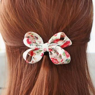 soo n soo Floral Print Bow Hair Tie