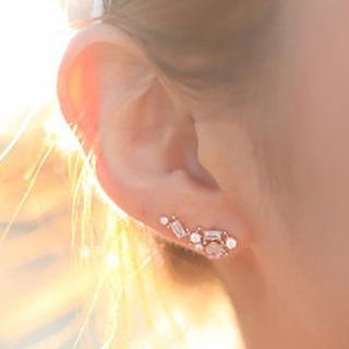 kitsch island Rose-Accent Rhinestone Earrings