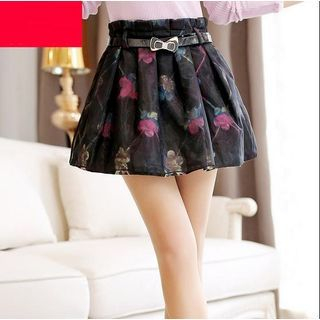 Calana Flower Print A-Line Skirt