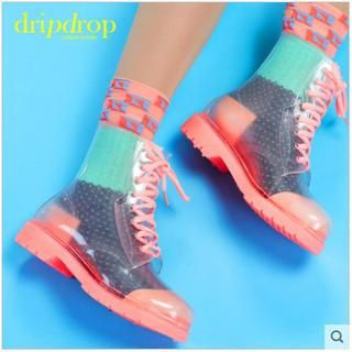 Dripdrop Set: Lace-Up Rain Boots + Socks