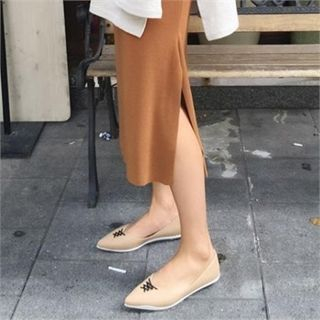 LIPHOP Faux-Leather Pointy-Toe Flats