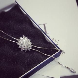 Love Generation Crystal Flower Long Necklace