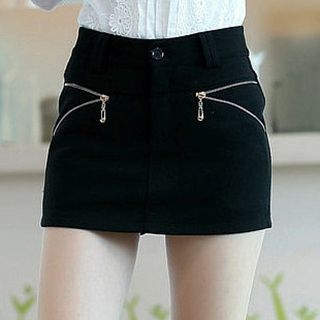 Fashion Street Zip Accent A-Line Skirt