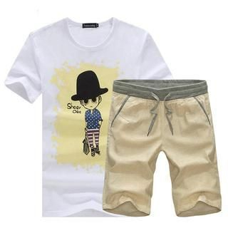 Alvicio Set: Print T-Shirt + Casual Shorts