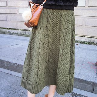metoo Cable Knit Long Skirt
