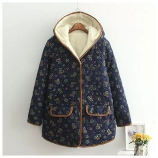 Kirito Floral Print Hooded Coat